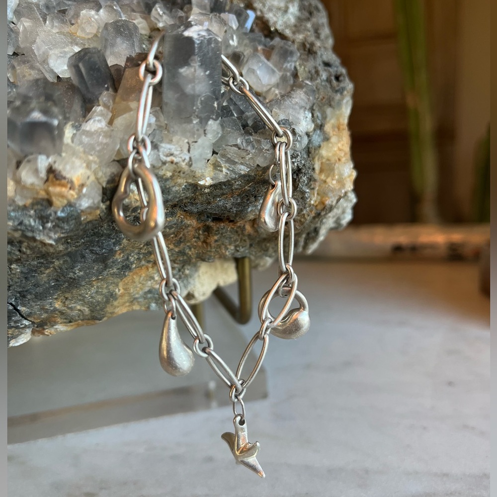 Vintage Tiffany & Co. Elsa Peretti 925 Sterling Charm Bracelet French Clasp 7"